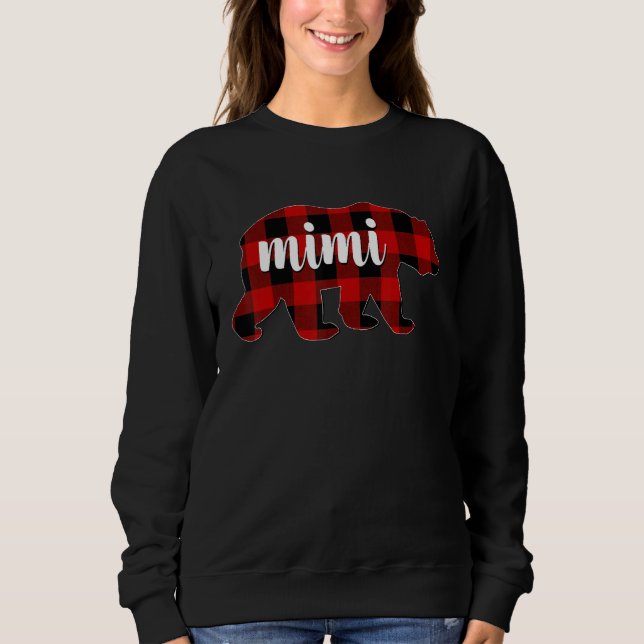 Red Plaid Mimi Bear Matching Family Buffalo Christ T Shirt (Framsida)