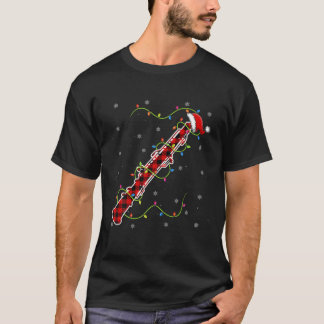 Red Plaid Oboe Christmas Lights Pajama Matching T Shirt
