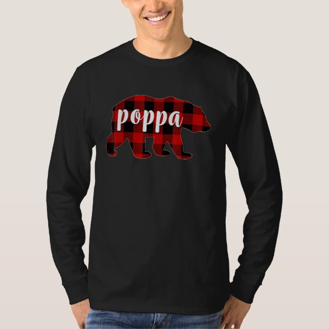 Red Plaid Poppa Bear Matching Family Buffalo Chris T Shirt (Framsida)