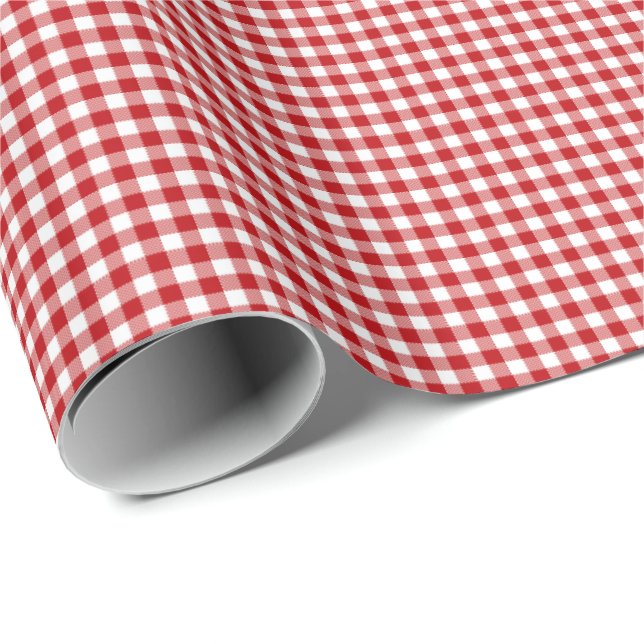 Red Plaid, Red Gingham Presentpapper (Rullad Hörn)