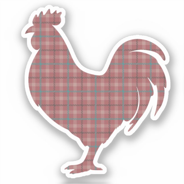  Red Plaid Rooster  Klistermärken (Framsida)