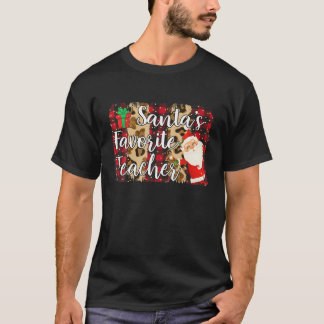 Red Plaid Santa's Favorite Teacher Squad Matching T Shirt