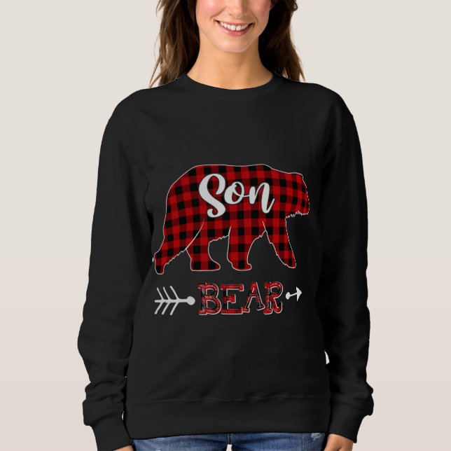 Red Plaid Son Bear Shirt Matching Pajama Family Bu T Shirt (Framsida)
