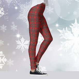 Red Plaid Tartan Yoga Jul Helgdag Leggings