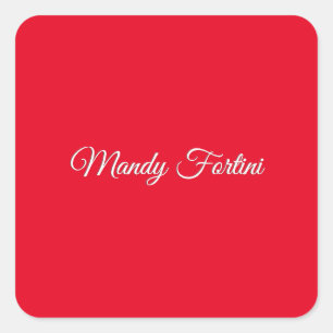 Red Plain Elegant Minimalist Calligraphy Fyrkantigt Klistermärke
