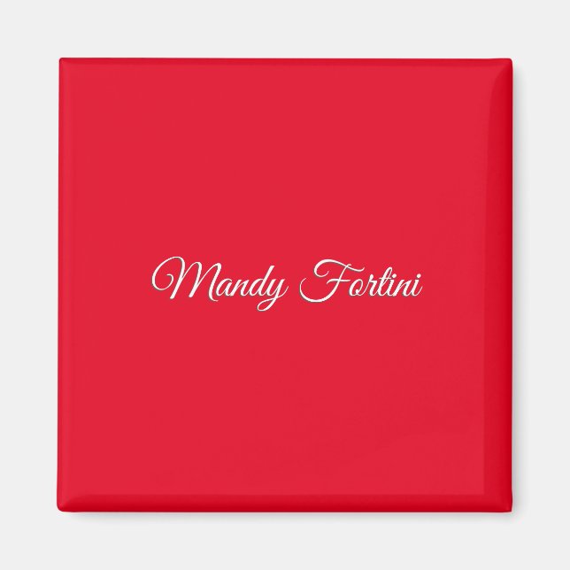 Red Plain Elegant Minimalist Calligraphy Magnet (Framsidan)