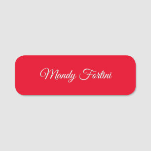 Red Plain Elegant Minimalist Calligraphy Namnbricka
