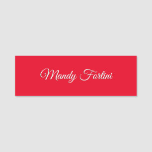 Red Plain Elegant Minimalist Calligraphy Namnbricka