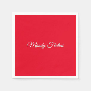 Red Plain Elegant Minimalist Calligraphy Pappersservett