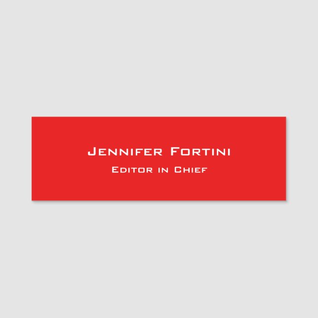 Red Plain Elegant Modern Minimalist Namnbricka (Framsida)