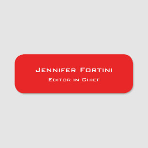 Red Plain Elegant Modern Minimalist Namnbricka