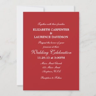 Red Plain Simple Wedding Investigation Inbjudningar