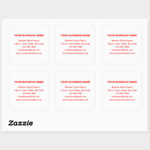 Red Plain Texter Business Brand on White Fyrkantigt Klistermärke