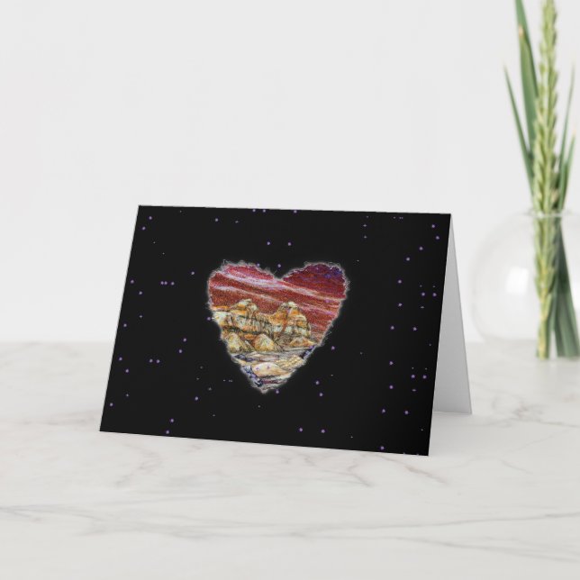 Red Planet Heart Sci Fi Valentine Kärlek Romantik Helgkort (Framsida)