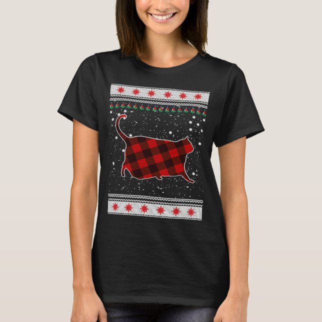 Red Play Animals cat Chonk jul Sweater T Shirt (Framsida)
