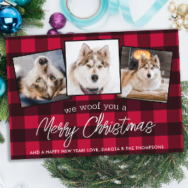 Red Play Anpassningsbar Pet Photo Hund älskare jul Julkort