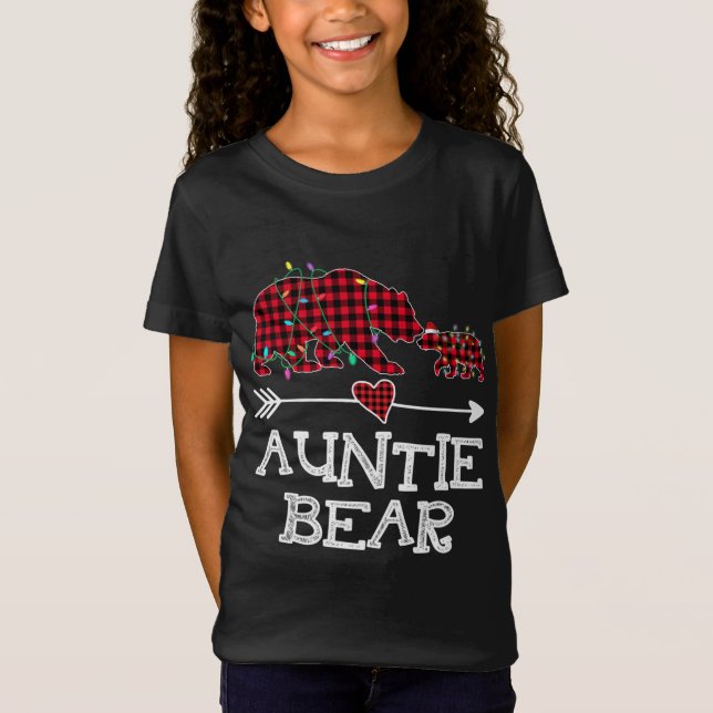 Red Play Auntie Bear Buffalo Family Mamma Pajama C T Shirt (Framsida)