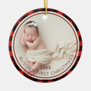 Red Play Baby Photo Baby 1st jul Julgransprydnad Keramik