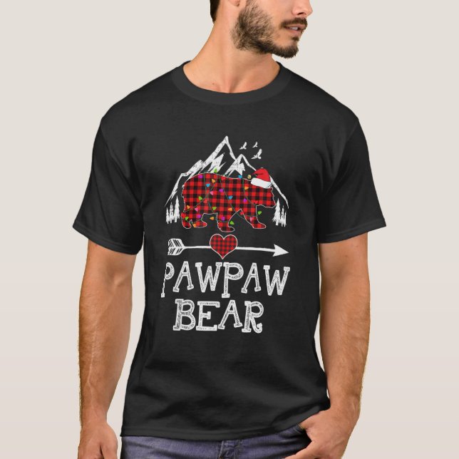 Red Play Bear Buffalo Matching Family Paja T Shirt (Framsida)