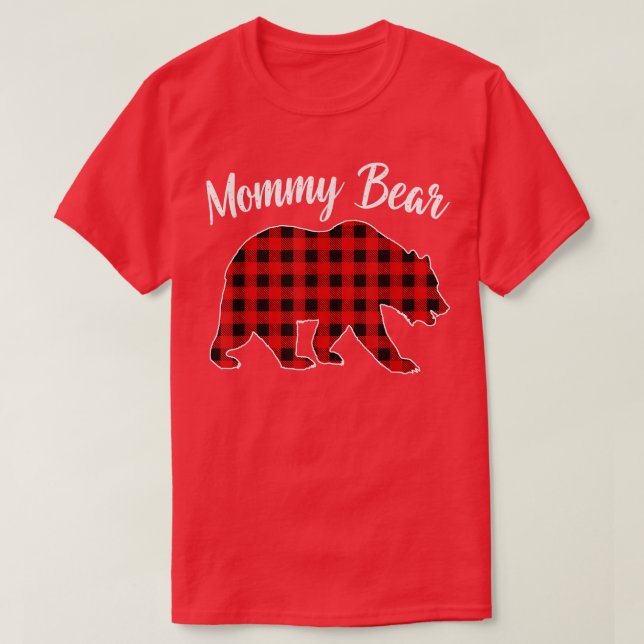 Red Play Bear Matching Buffalo Family Pajam T Shirt (Design framsida)