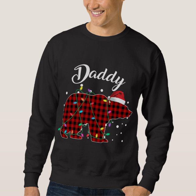 Red Play Bear Matching Buffalo Pajama Lång Ärmad Tröja (Framsida)