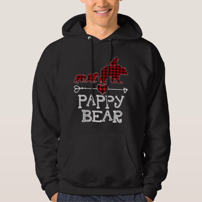 Red Play Bear Matching Familjejul Kväll Hoodie (Framsida)