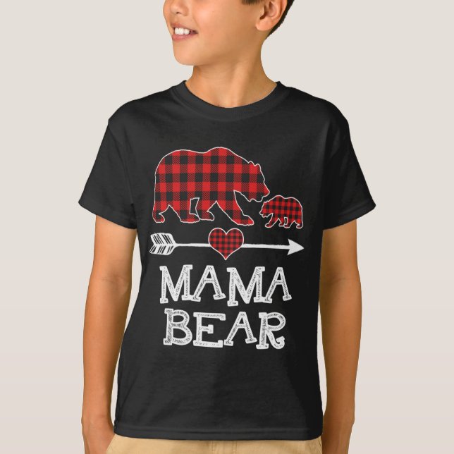Red Play Bear One Unge Matching Buffalo Pajam T Shirt (Framsida)