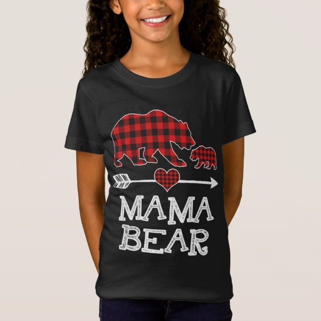 Red Play Bear One Unge Matching Buffalo Pajam T Shirt (Framsida)
