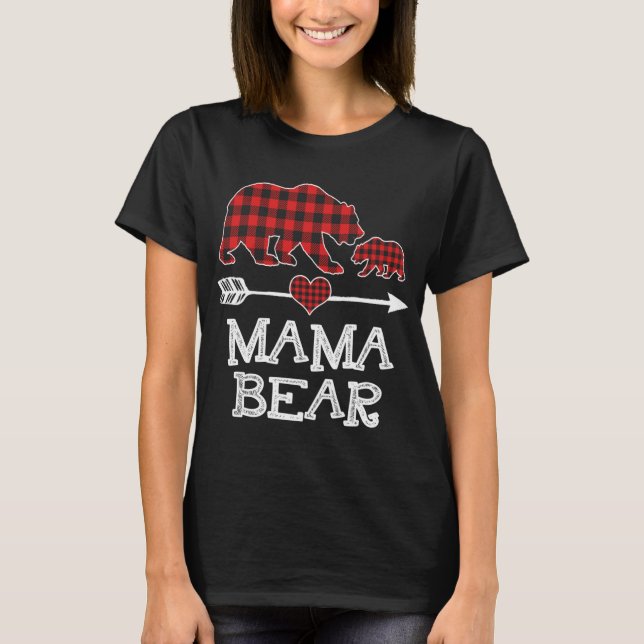 Red Play Bear One Unge Matching Buffalo Pajam T Shirt (Framsida)