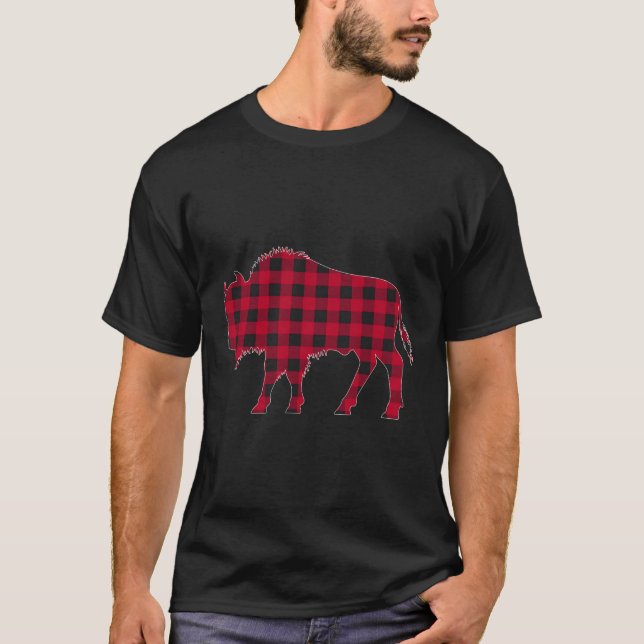 Red Play Bison-julmatchning Buffalo-familjen T Shirt (Framsida)