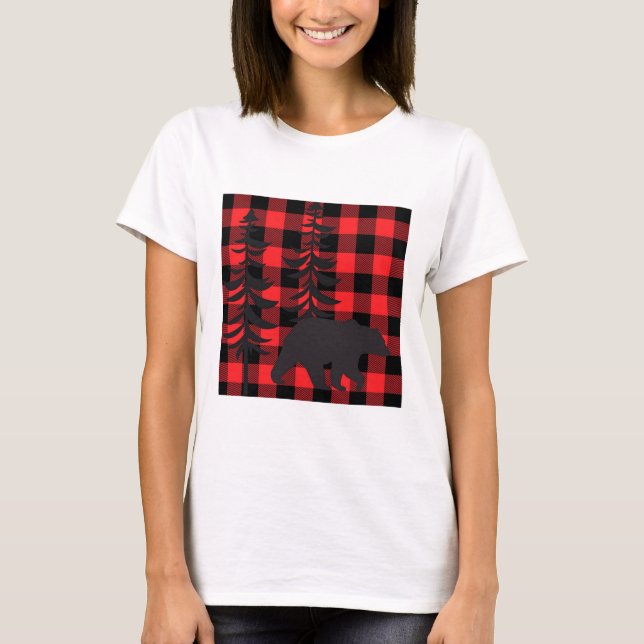 Red Play Black Bear Mönster T Shirt (Framsida)