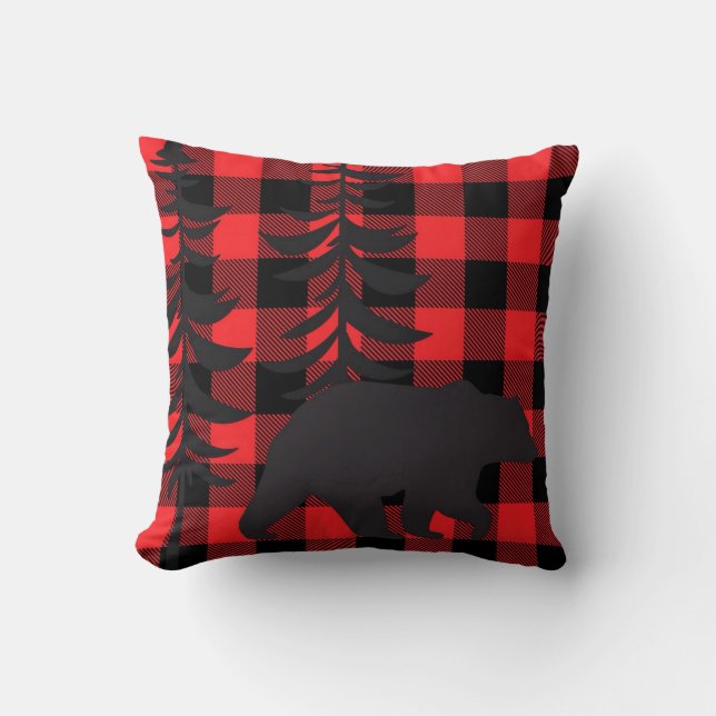 Red Play Black Bear Silhouette Kudde (Framsida)