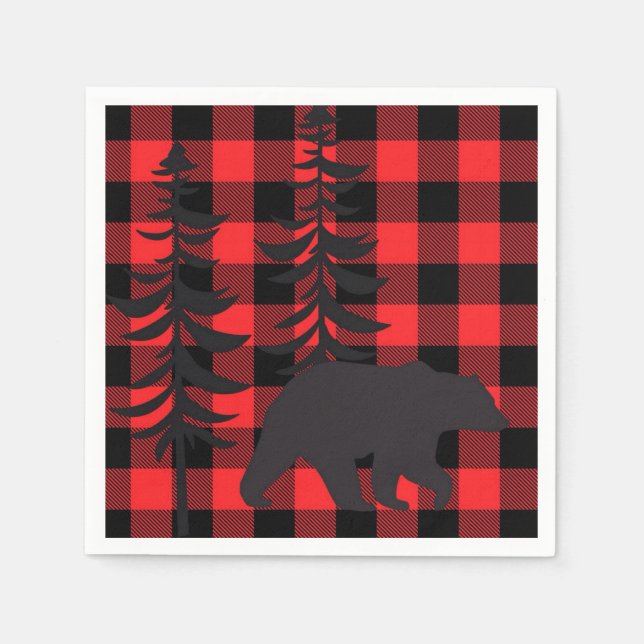 Red Play Black Bear Silhouette Pappersservett (Framsidan)