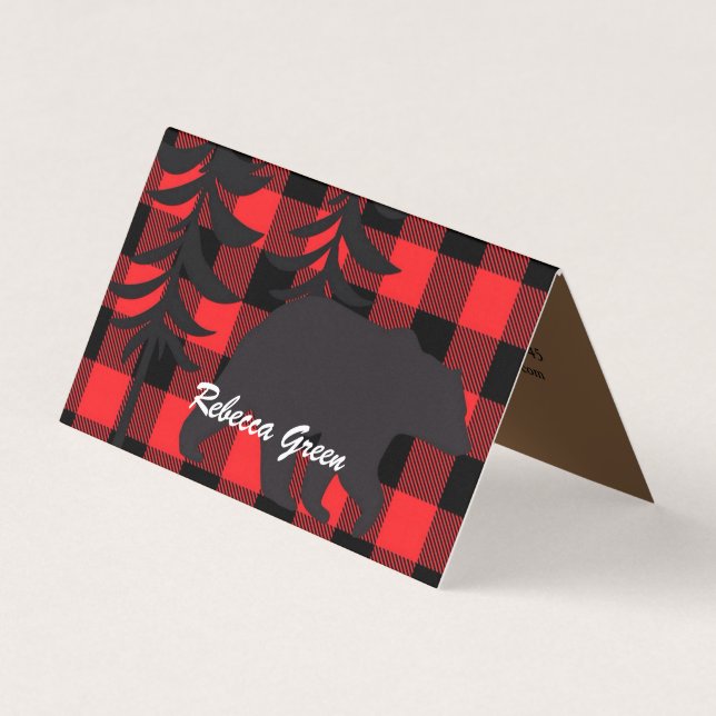 Red Play Black Bear Silhouette Visitkort (Framsida)