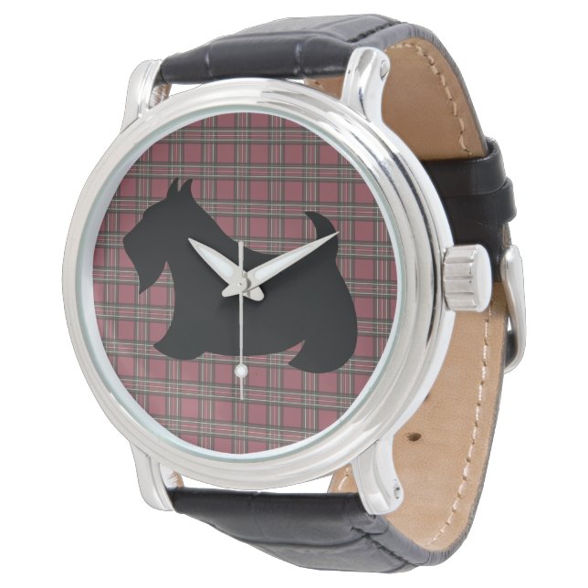 Red Play Black Scottish Terrier Watch Armbandsur (Vinklad)
