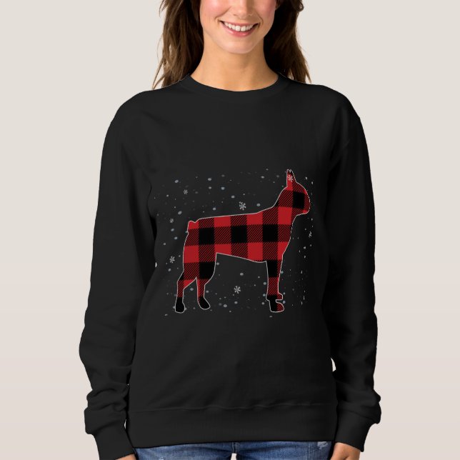 Red Play Buffalo Boston Terrier jul Pajamas T Shirt (Framsida)