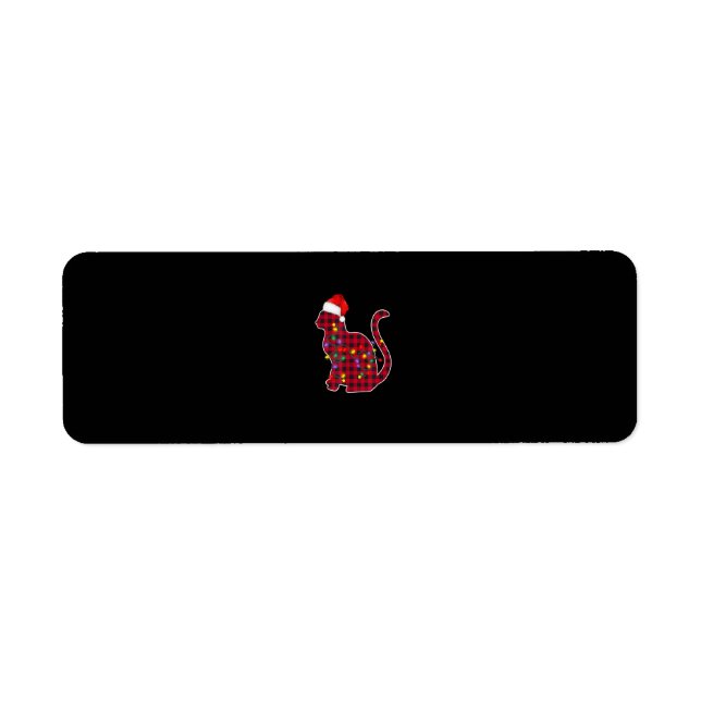 Red Play Buffalo Cat jul Pajamas Family Xma Returadress Etikett (Framsidan)