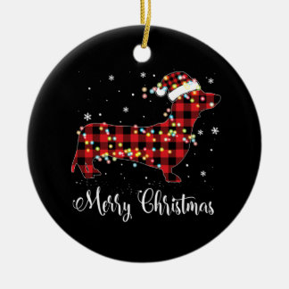 Red Play Buffalo Dachshund God jul Pajama Julgransprydnad Keramik