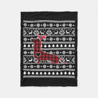 Red Play Buffalo Dachshund Hund jul Fleecefilt
