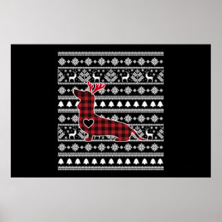 Red Play Buffalo Dachshund Hund jul Poster