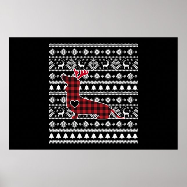 Red Play Buffalo Dachshund Hund jul Poster (Framsidan)