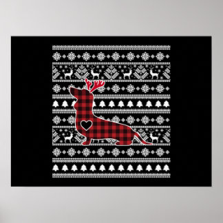 Red Play Buffalo Dachshund Hund jul Poster