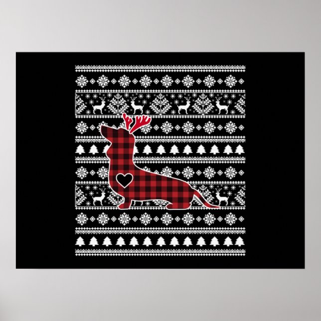 Red Play Buffalo Dachshund Hund jul Poster (Framsidan)