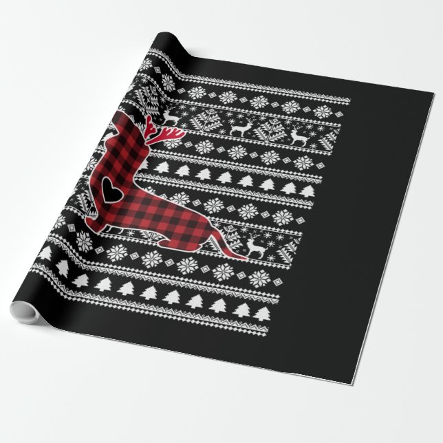 Red Play Buffalo Dachshund Hund jul Presentpapper (Utrullad)