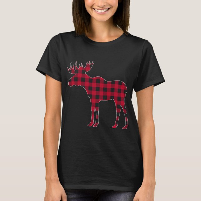 Red Play Buffalo Moose Julmatchningsfamilj T Shirt (Framsida)
