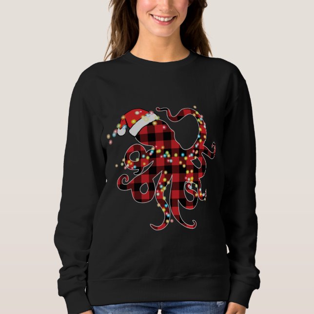 Red Play Buffalo Octopus jul Ljus Pajamas T Shirt (Framsida)