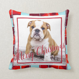 Red Play Bulldog Hund Photo God jul Kudde
