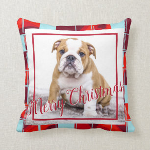 Red Play Bulldog Hund Photo God jul Kudde
