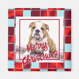 Red Play Bulldog Hund Photo God jul Magnet