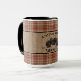 Red Play Burlap Big Tractor Mugg